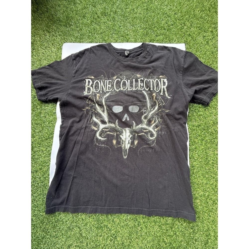 Vintage Bone Collector Y2K Head Skull Grunge Double Sided Mens Distressed